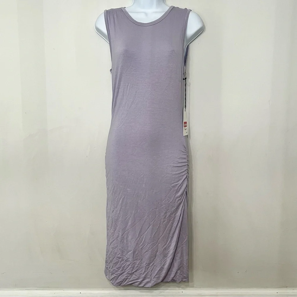 Leith Dress Fitted Ruched Small Lilac Purple Bodycon NWT Sleeveless Stretch‎